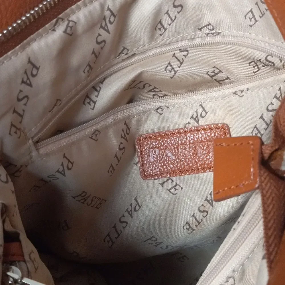 Paste Brand Tan Leather Purse With Removable Adjustable Strap